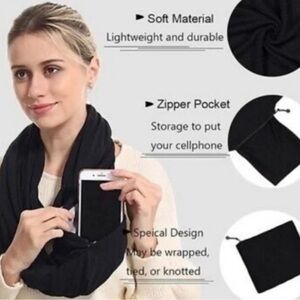 ❤️3/$30 Beyond Yoga Black Infinity Scarf with Zipper Pocket NEW